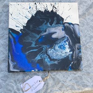 10 x10 OOAK ABSTRACT minimalist acrylic pour fluid art painting decor.